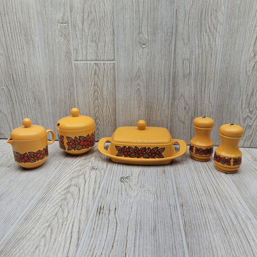 Vintage 70's Emsa Lot MCM Retro Mod Cream Sugar Butter Salt Pepper W. Germany